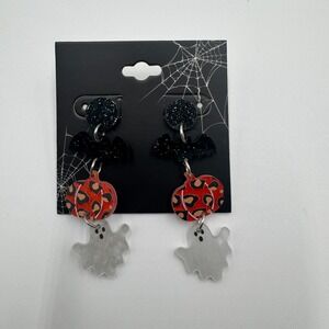 NWT Halloween Leopard Pumpkin Ghost Dangle Earrings